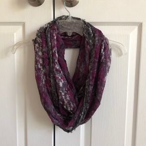 Purple and grey infinity scarf